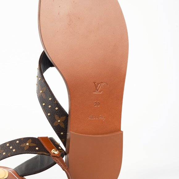 Louis Vuitton Sunny Monogram Studded Flat Thong Sandals - Picture 6 of 12